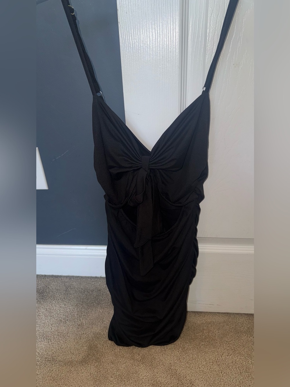 Black Tie-Front Spaghetti Strap Dress